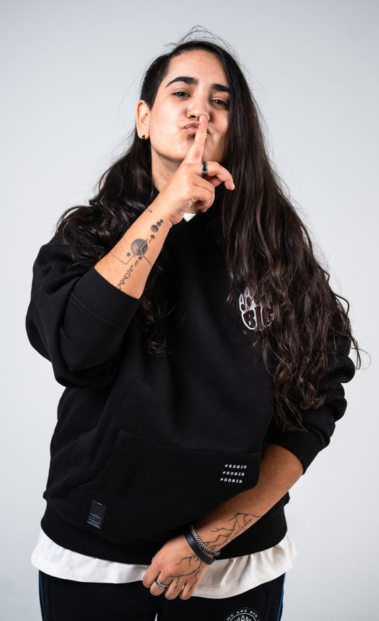 BIG Inscribed Oversized Hoodie Black - Back