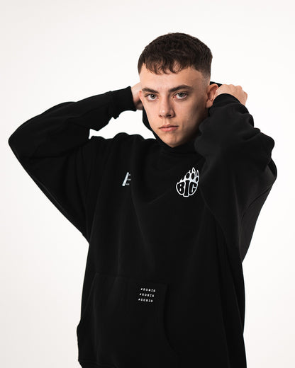 BIG Inscribed Oversized Hoodie Black - Flat Lay Front