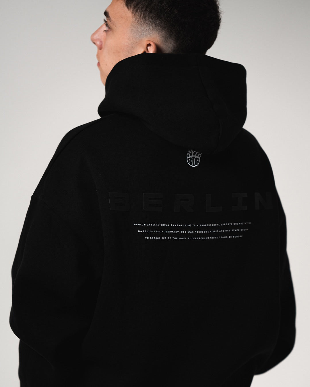 BIG Inscribed Oversized Hoodie Black - Flat Lay Back