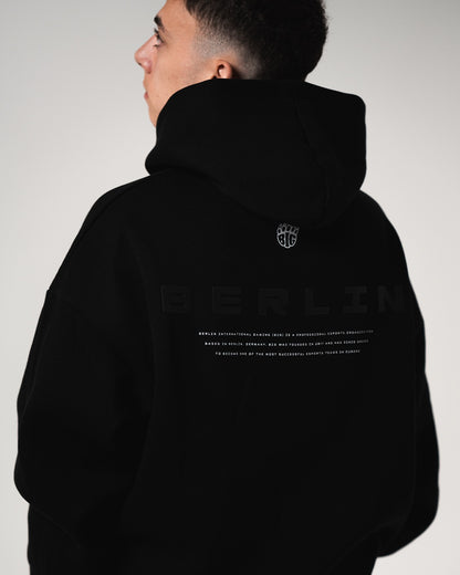 BIG Inscribed Oversized Hoodie Black - Flat Lay Back