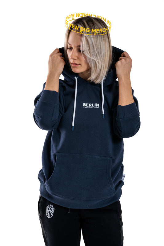 BIG Berlin Navy Hoodie - Front View Female Model